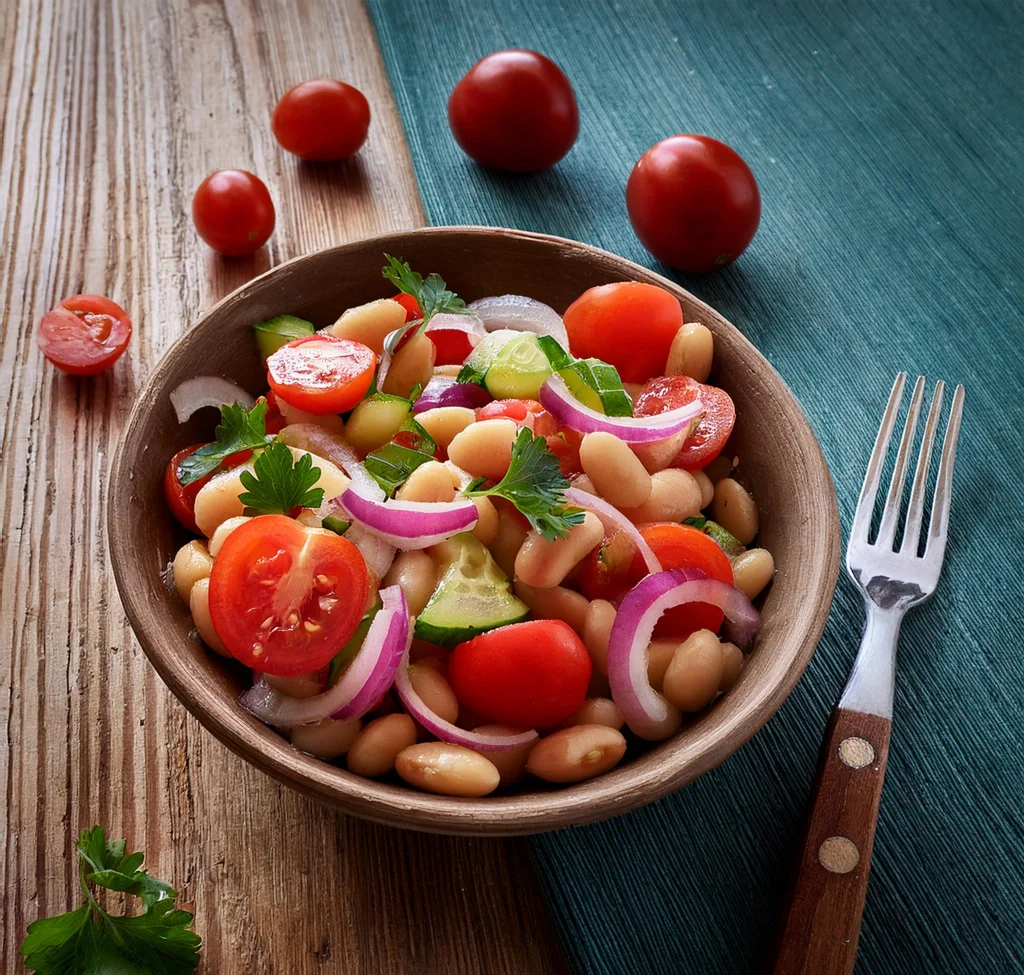 salat mit weiße bohnen