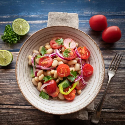 salat mit weißen bohnen aus der dose