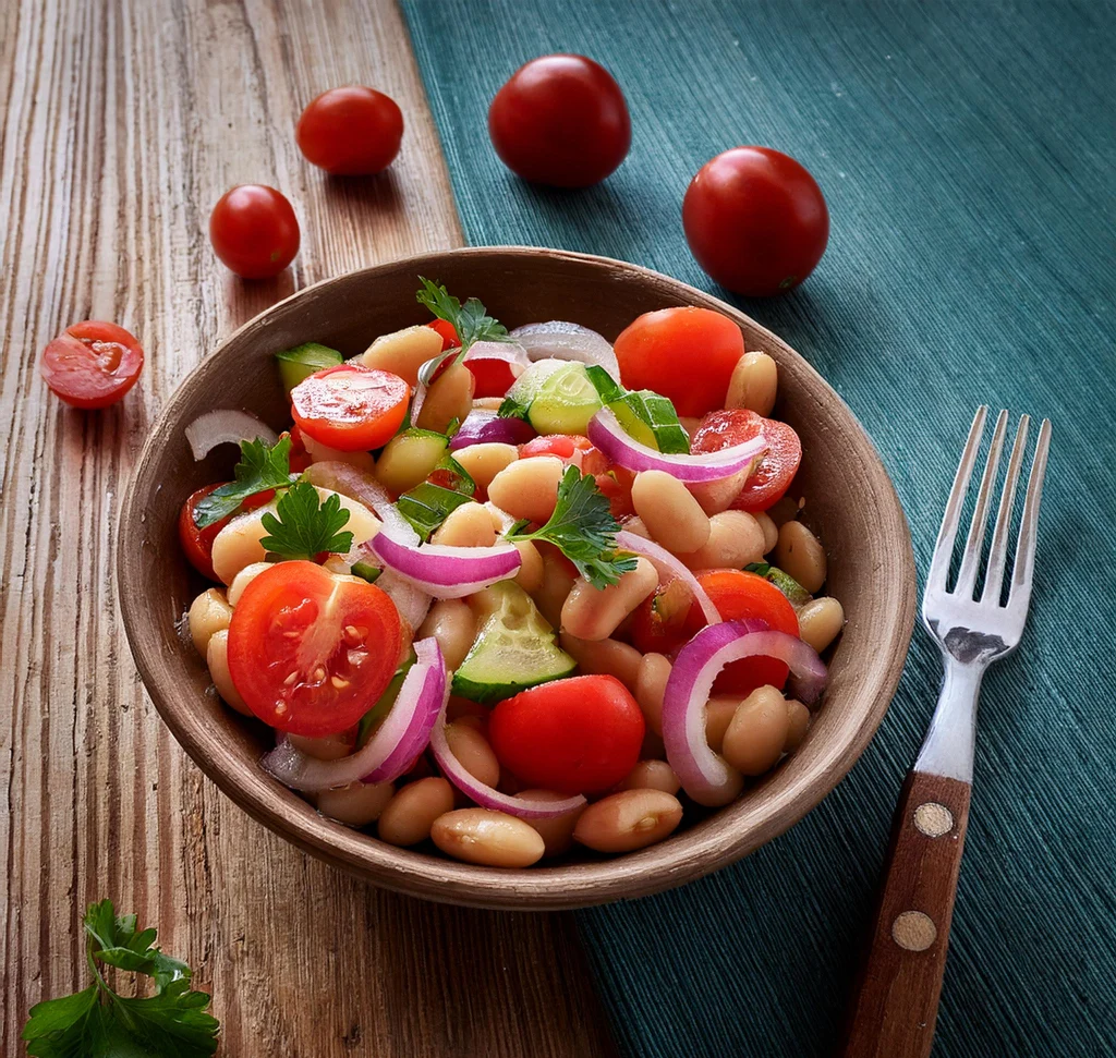 salat mit weißen bohnen