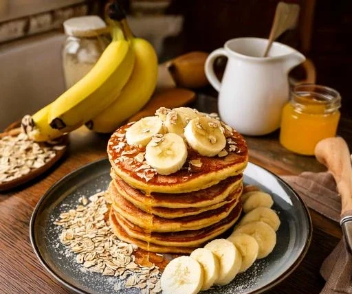 pancakes mit banane und haferflocken