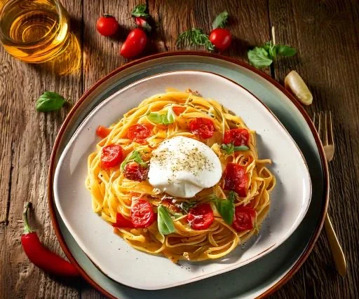 pasta and burrata